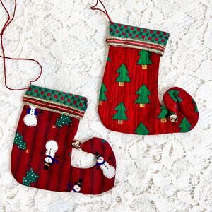 VTG 1990's Handmade Sewn Stockings Mini Christmas Ornaments Decoration Snowman